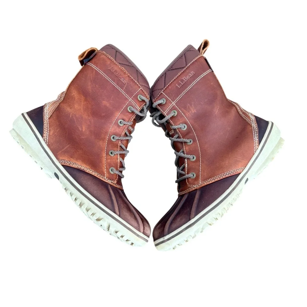 LL‎ Bean Tek 2.5 Leather Duck Boots Brown Waterproof Lace Up Women SiE 7.5